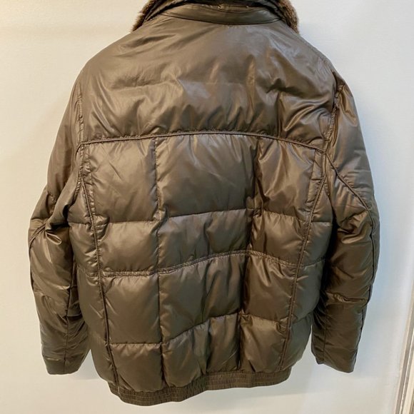 Andrew Marc Brown Puffer Jacket with Faux Fur Collar - Picture 2 of 4